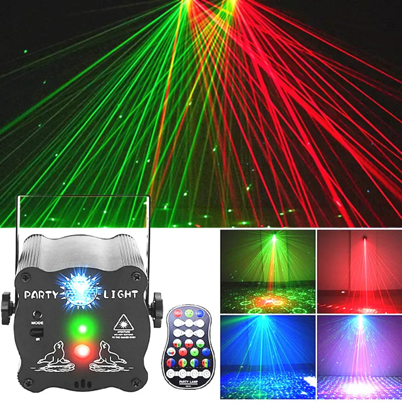 Party Lights, DJ Disco Lights, Sound-Controlled Sensor and Remote-Controlled Projection Lights, Strobe Stage Lights, Projector,