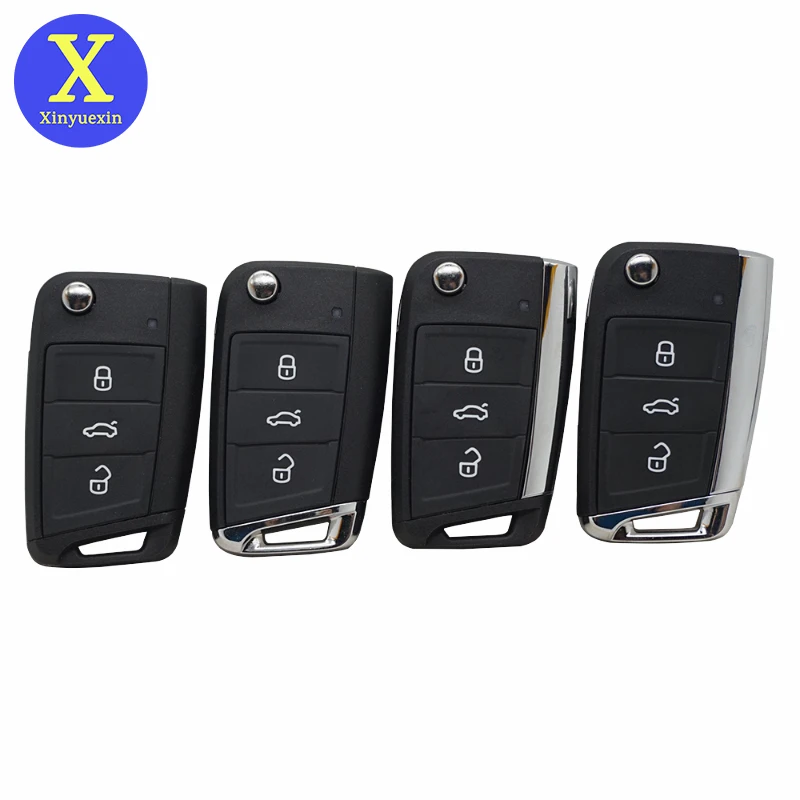 

Cocolockey 3 Buttons Flip Folding Remote Car Key Shell Case for VW MQB Gollf 7 for Skoda Octavia A7 for Seat Uncut Blade HU162T