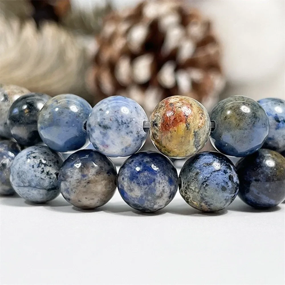 Natural Stone Blue Sunset Stones Round Beads 6 8 10mm for Jewelry Making DIY Necklace Bracelet Gifts Available Material