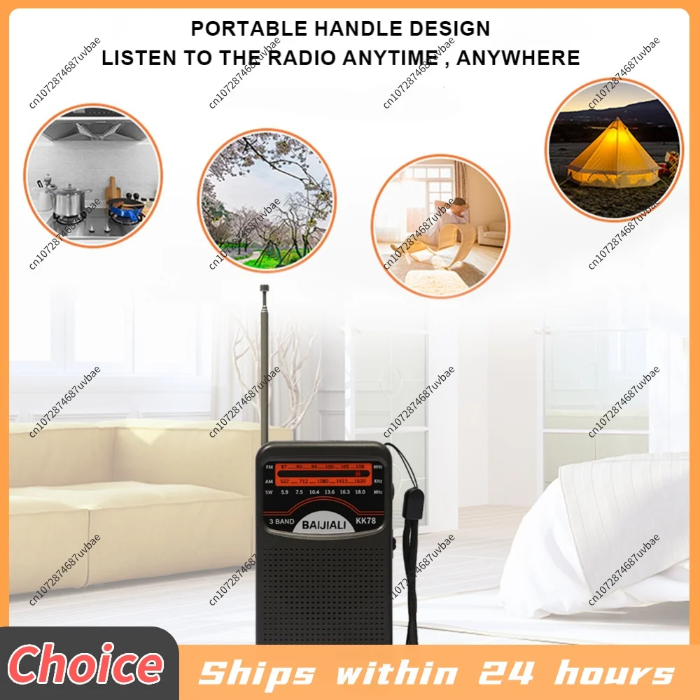 SW/AM/FM Radio Portable Pocket Emergency Radio LCD Display Dual Band Digital Radio World Receiver with Speaker Battery Operated
