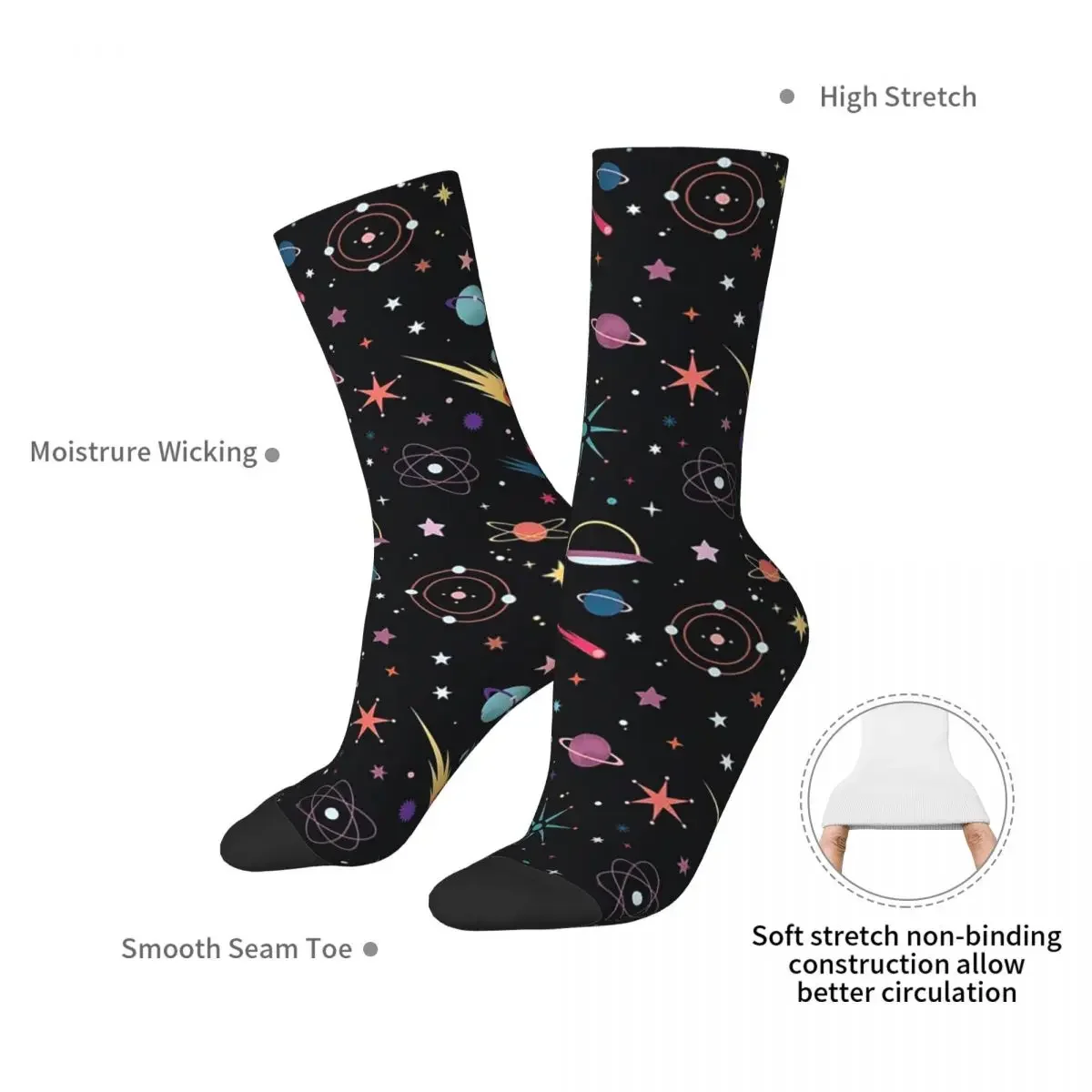 Fly Through Space Socks Harajuku High Quality Stockings All Season Long Socks Accessories for Man's Woman's Birthday Present