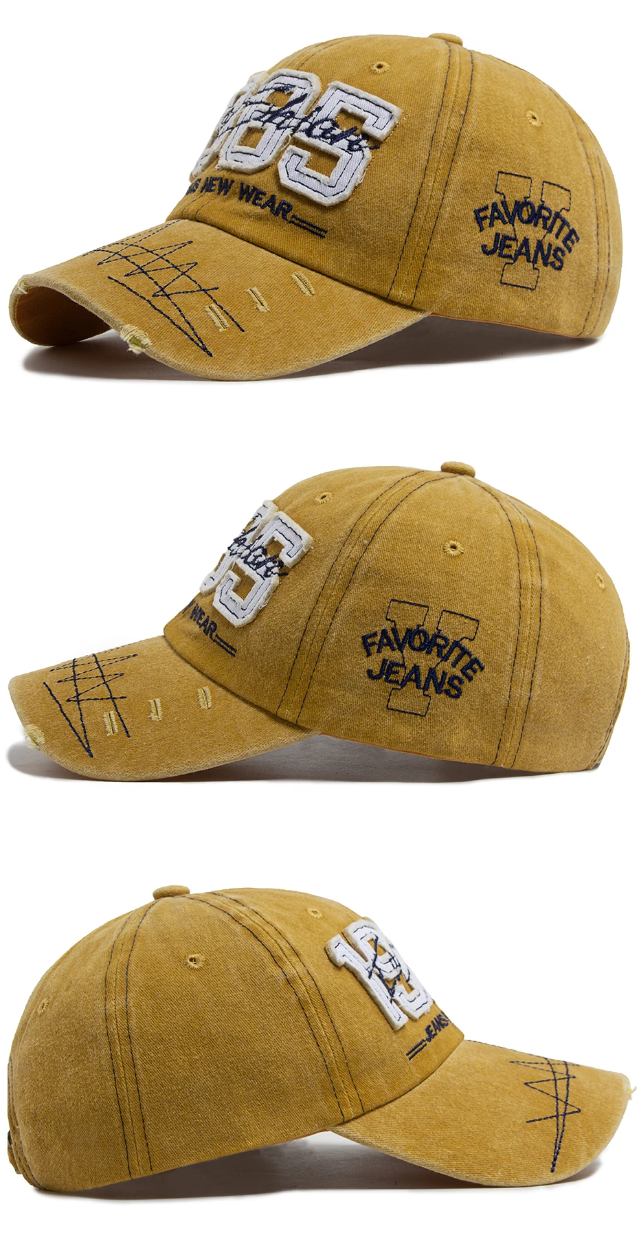 Big Digit 1985 Baseball Cap Stickerei Vintage gewaschene Baumwolle Männer Snapback Mode Visier Hip Hop Hut verstellbar für Frühling Autum – Detail 6