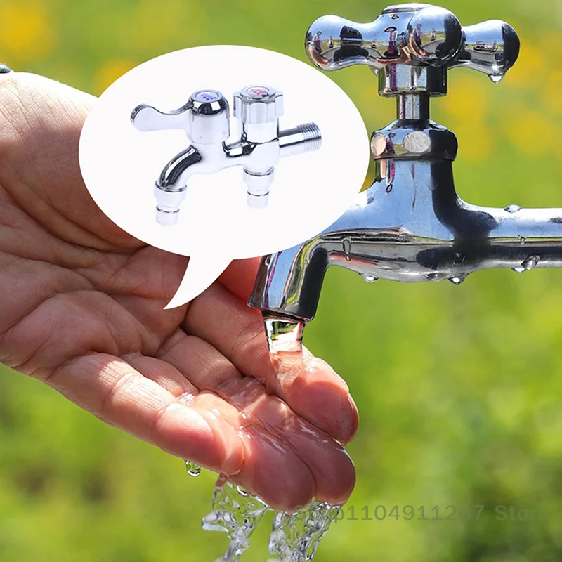 

Zinc Alloy Double Water Outlet Tap Water Switch One-in-two-out Mop Pool Washing Machine Dual-water Faucets Bathroom Accessories