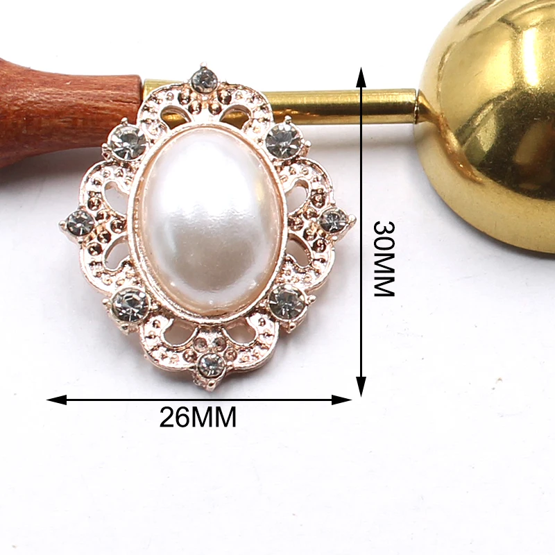 10 pezzi di accessori in lega di strass di perle Vintage da 30*26MM accessori per gioielli con strass per la decorazione dell\'abito da sposa fai da