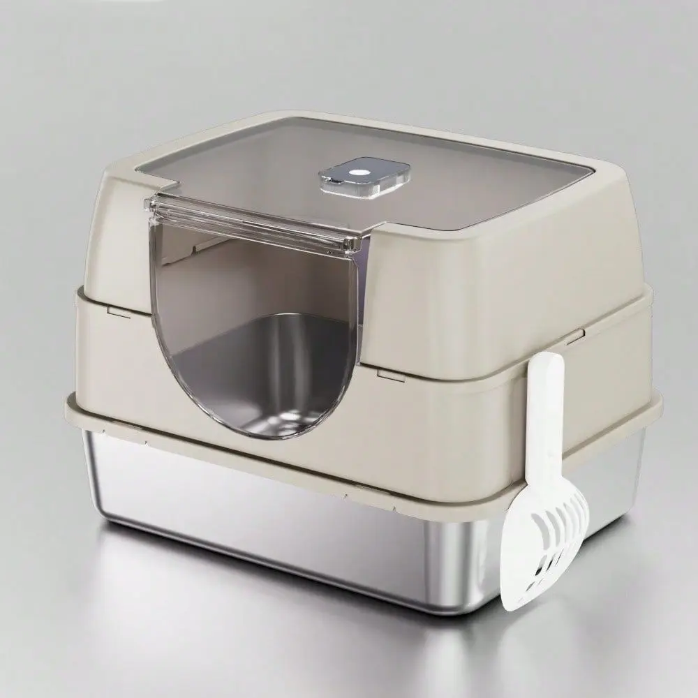 

Steel Cat Litter Box With Lid XL Valentine Gift For Big Cat Lovers Free Litter Scoop