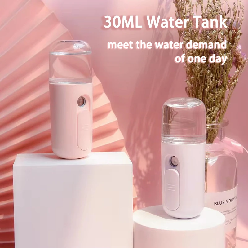 

Mini Humidifier Face Mist Spray 30ml Portable Rechargeable Facial Steamer Wireless Nano Personal Face Hydrat Sprayer