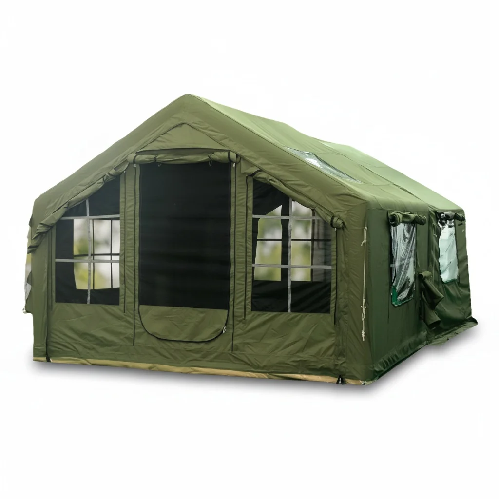 Inflatable Camping Tent, 15-16 sqm 6-8 Person Waterproof Outdoor Tent, Oxford Canvas Air Tent, 4 Season Quick Setup Cabin Tent