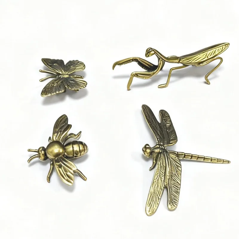 1PC Vintage Brass Animals Figurine Desktop Crafts Collection Tea Ceremony Figurine Miniature Animals Model Office Home Decor