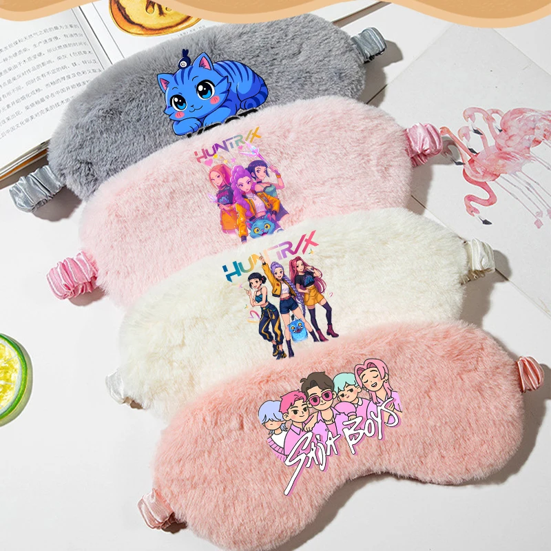 

KPop Demon Hunter Plush Eye Mask Soft Skin friendly Comfortable Eye Mask Cartoon Anime Pattern Eye Mask Children's Birthday Gift