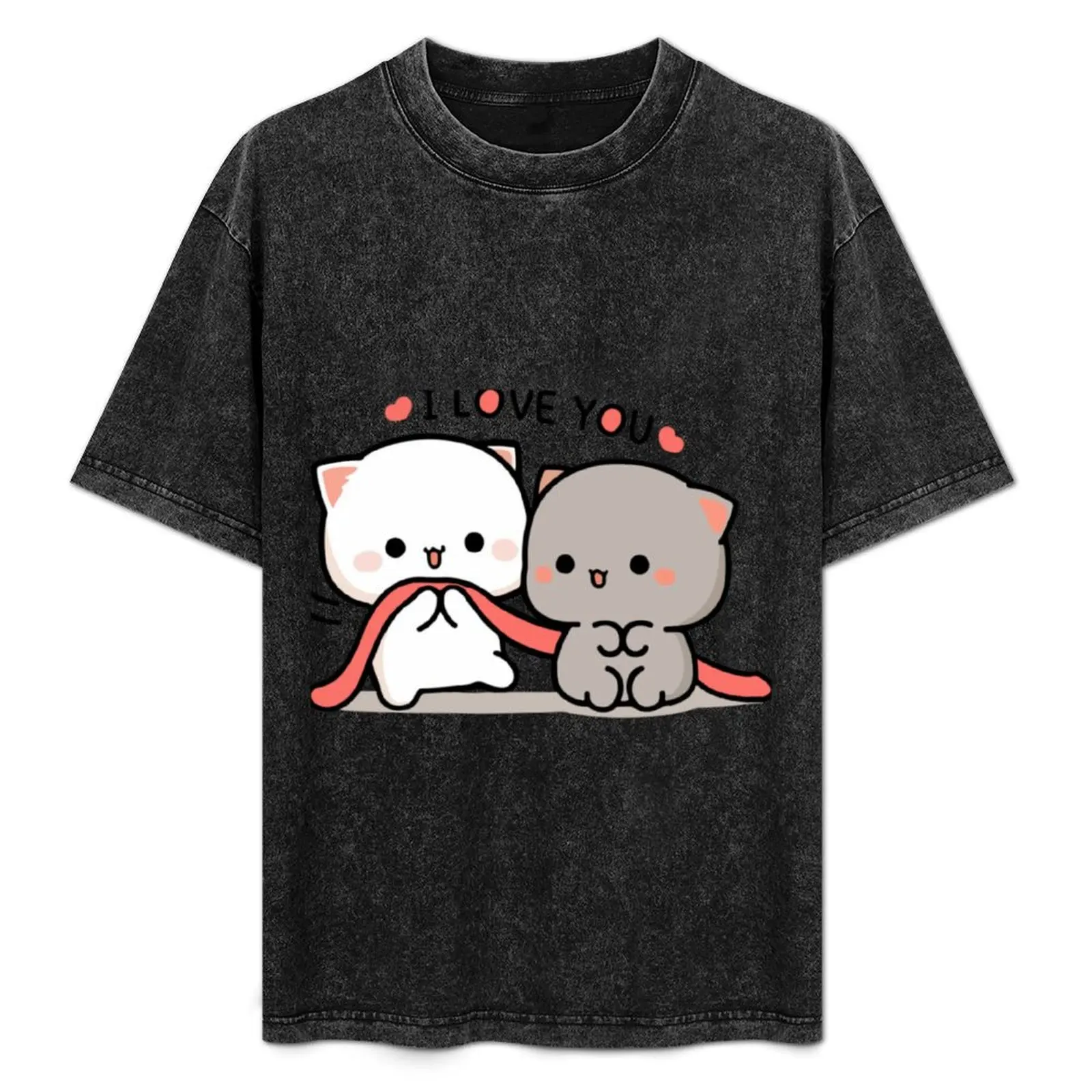 

Cat peach and goma I love you T-Shirt Short sleeve tee basketball graphic tees summer clothes Short sleeve tee men