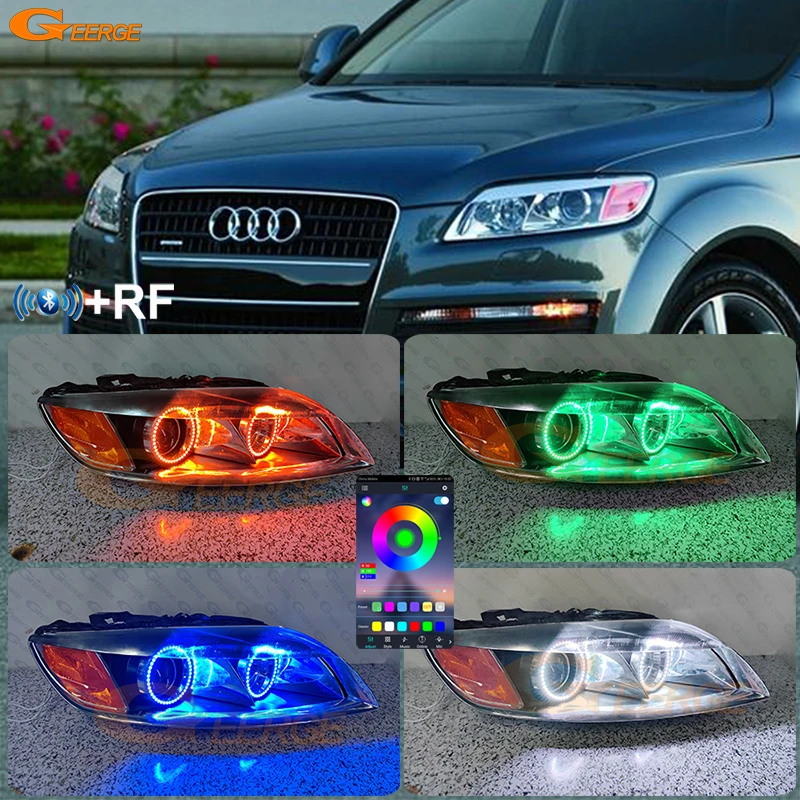 

For Audi Q7 4L Pre Facelift 2006 2007 2008 2009 Bluetooth APP Ultra Bright Multi Color RGB LED Angel Eyes Halo Rings Kit