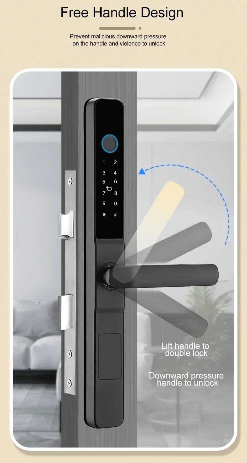 Electronic TTlock Waterproof Smart Tuya Lock Biometric Fingerprint Password Card Keyless Smart Wifi Door Lock
