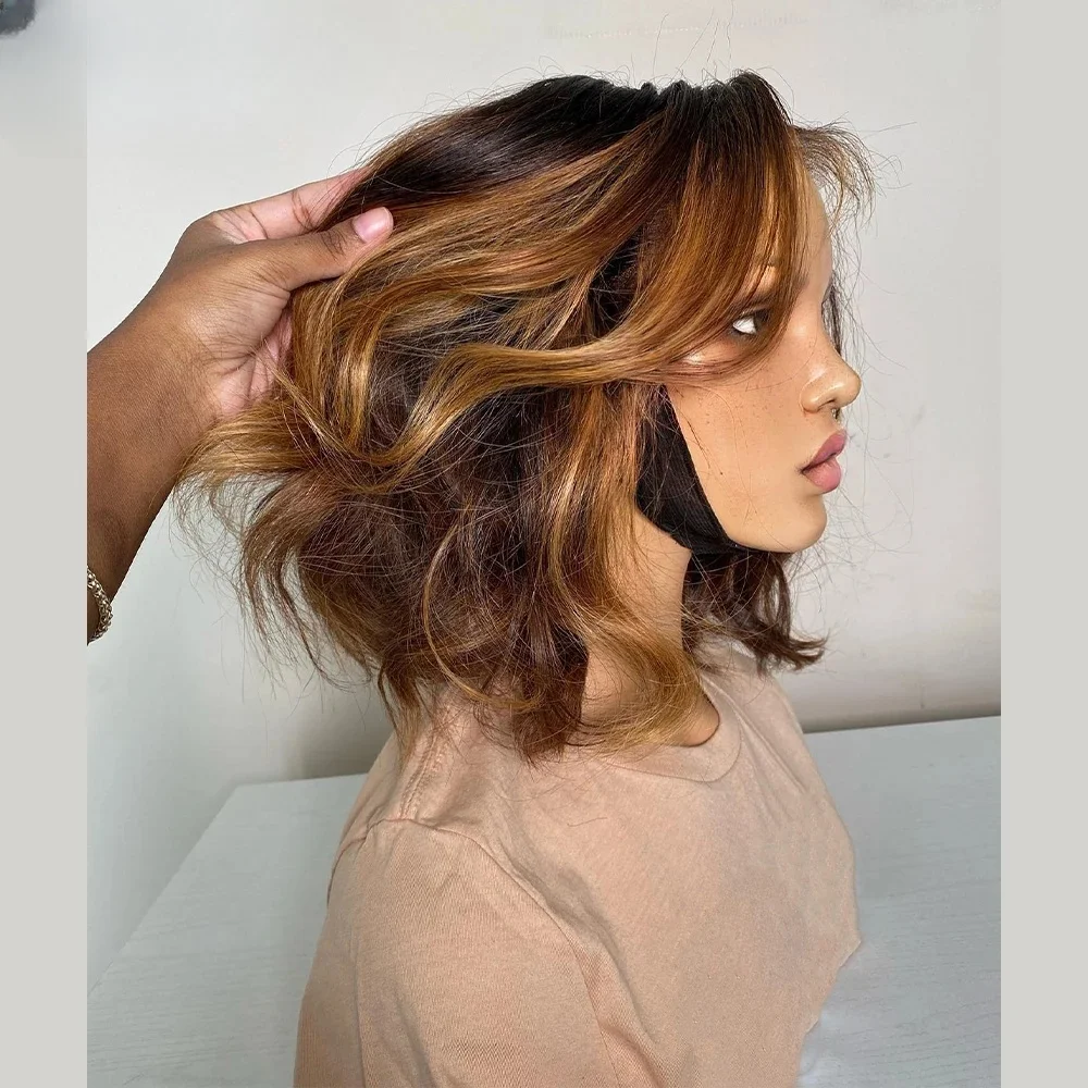 

Body Wave Natural Soft Short Bob Highlight Brown 5x5 Silk Base Jewish Human Hair Wig Baby Hair HD Lace European Hair Preplucked