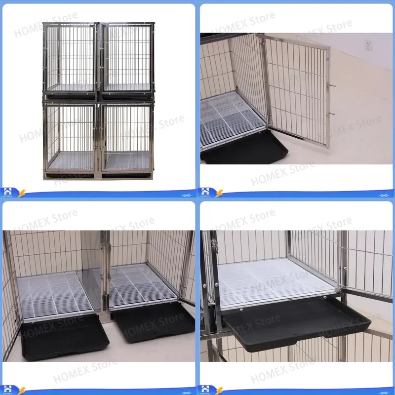 Foldable Stainless Steel Pet Cage Modular Wire Dog Crate Cat Kennel Veterinary Grooming Salon Show Puppy Enclosure Large