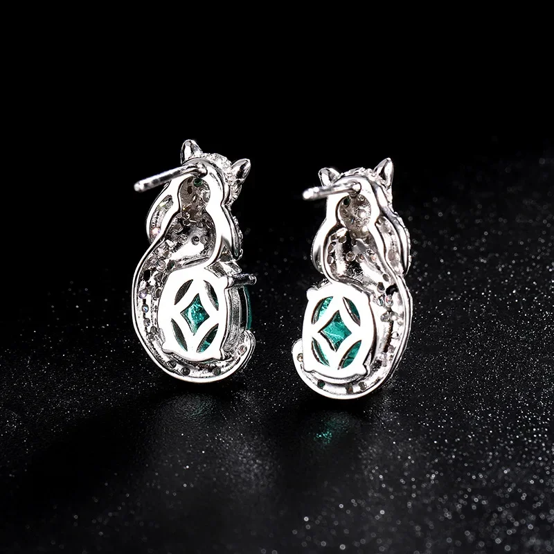 18K Gold Set with PT950 Platinum Earrings, Colorful Treasure Style Leopard Temperament Women's Earrings Main Stone 6*8
