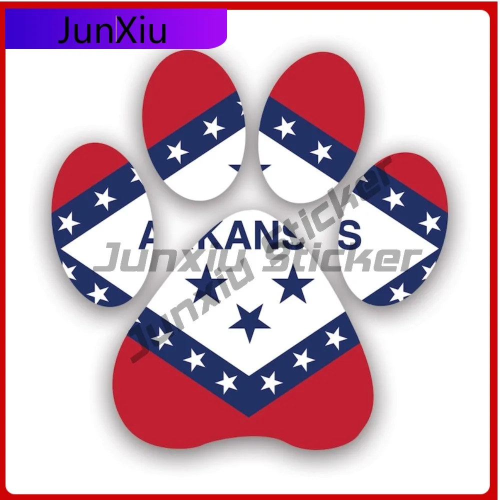 

Arkansas State Paw Print Shaped Sticker Creative Decals Uv Protected Dog Dogs Cat Cats Pet Pets Puppy Prints State Flag