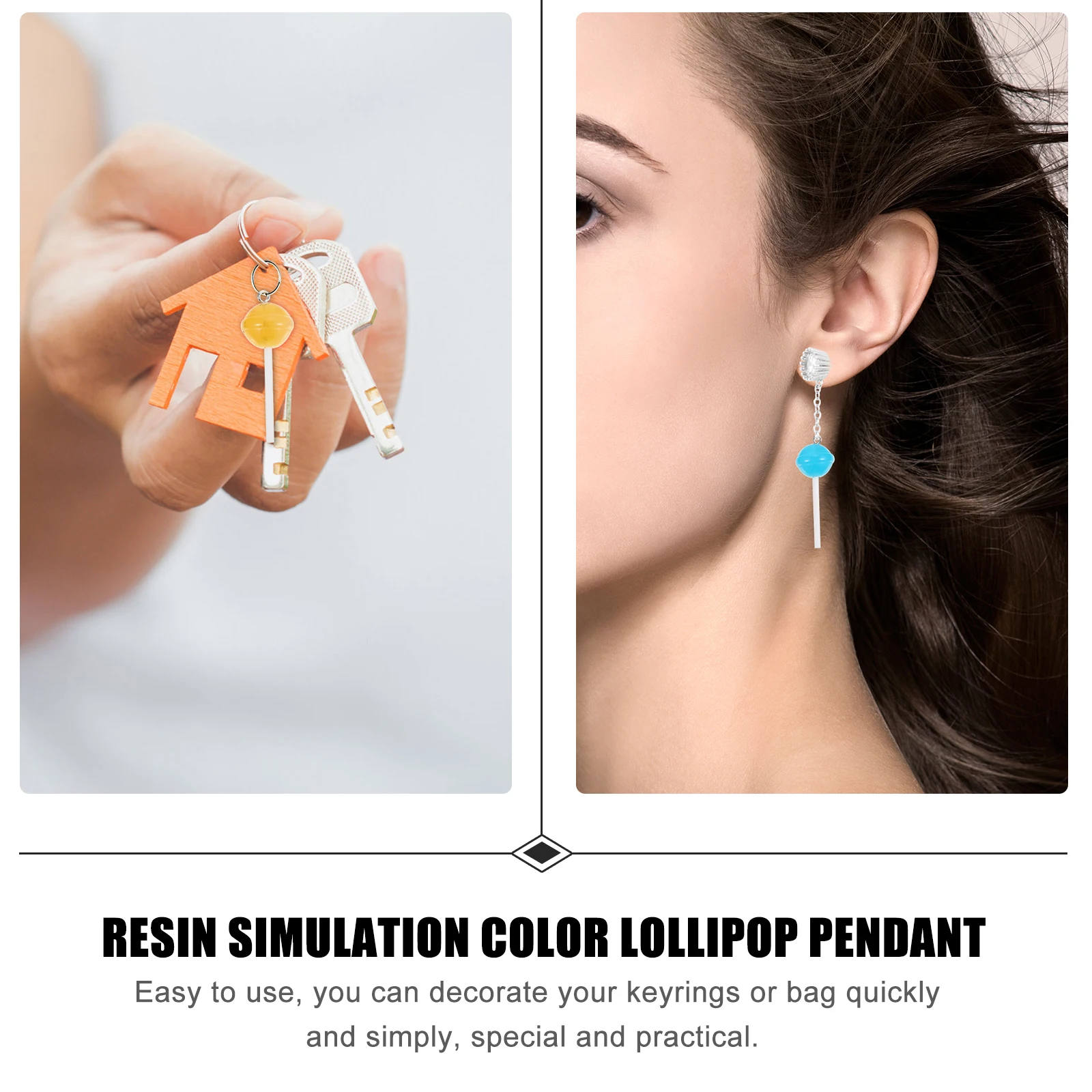 

Lollipop Resin Key Ring Charms Pendants Diy Bag Hanging Decorative Accessories Lightweight Colorful Creative Birthday Gift