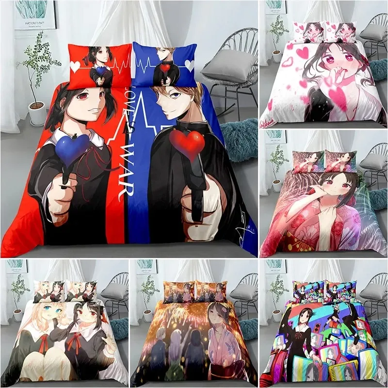 

3D Printed Anime Kaguya-sama Love is War Duvet Cover Bedding Sets Double Twin Full Queen King Adult Kids Bedclothes Quilt Cover