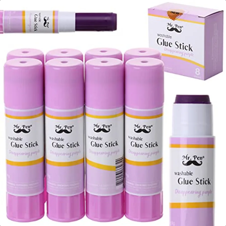 

Disappearing Purple Glue Sticks 8 Pack Washable Glue Sticks Scrapbooking Glue Back to School plies