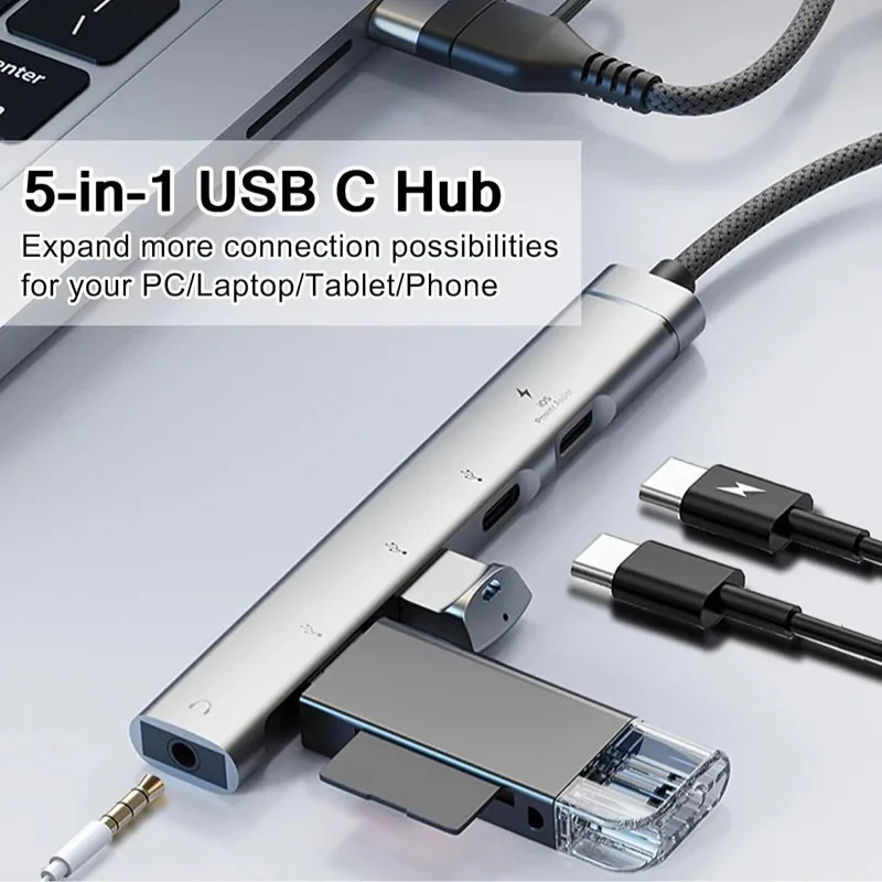 1 PC Type-C To 3.5mm Audio Adapter OTG USB hub to Laptop Universal Computer Docking Station Splitter for pc cmultiport Adapter