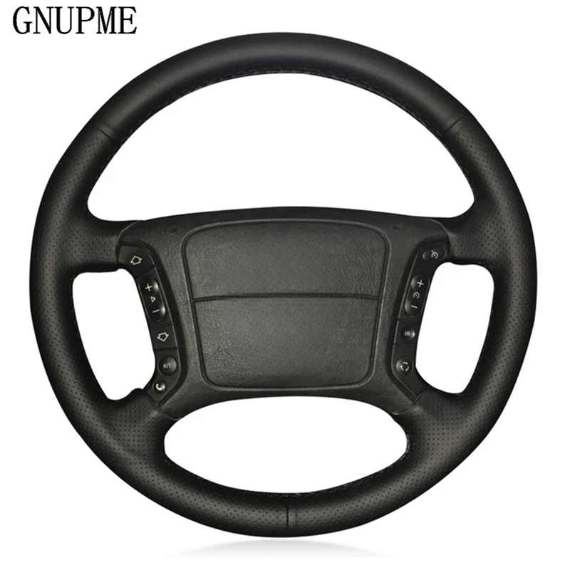 Hand-stitched Black Artificial Leather DIY Car Steering Wheel Cover for BMW E46 318i 325i X5 E39 E53