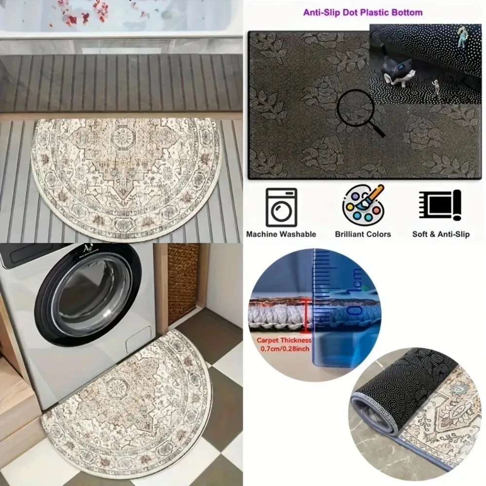 Vinyl Record Music Retro Black Red Half Round Carpet Mat Rug Home Decoration Entryway Door Classic Nostalgic Non Slip view 6