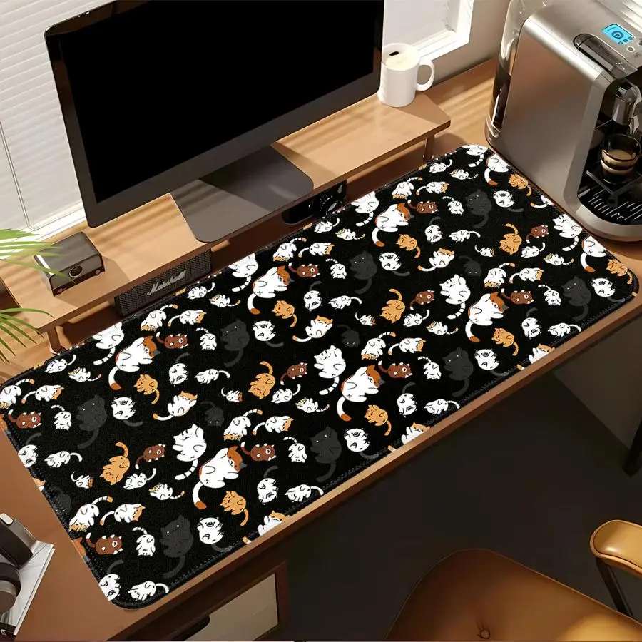 Mouse Pad Computer Laptop Pad Keyboard Mouse Pad Desk accessories office Pad Game Console Pad Waterproof Black Cats