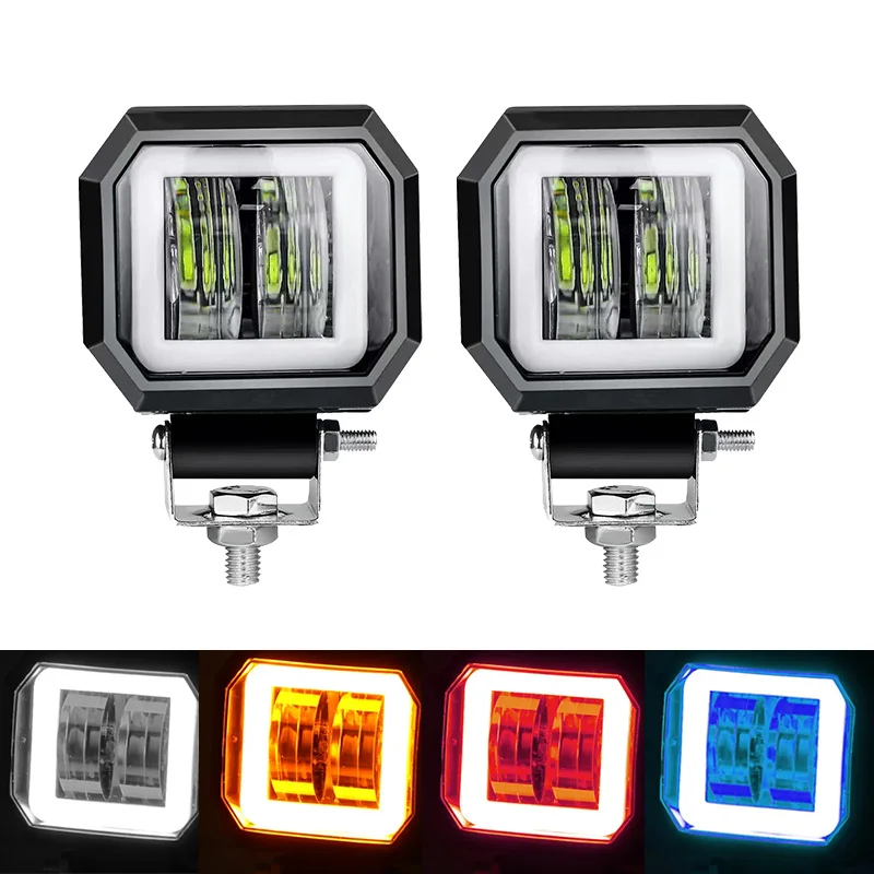 

20W Round Wrangler Car Work Light with Aperture Off road Vehicle Modified Spotlight Motorcycle LED Angel Eye Light Bar spot Lamp