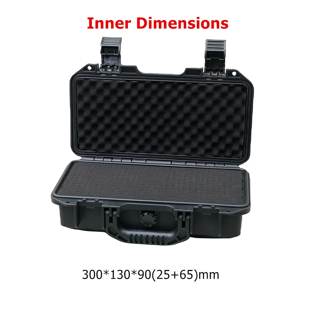 Plastic Tool Case Internal 300x130x90mm With foam Handheld IP67 Waterproof Hard Case Protective Case Outdoor Carry Tool Box