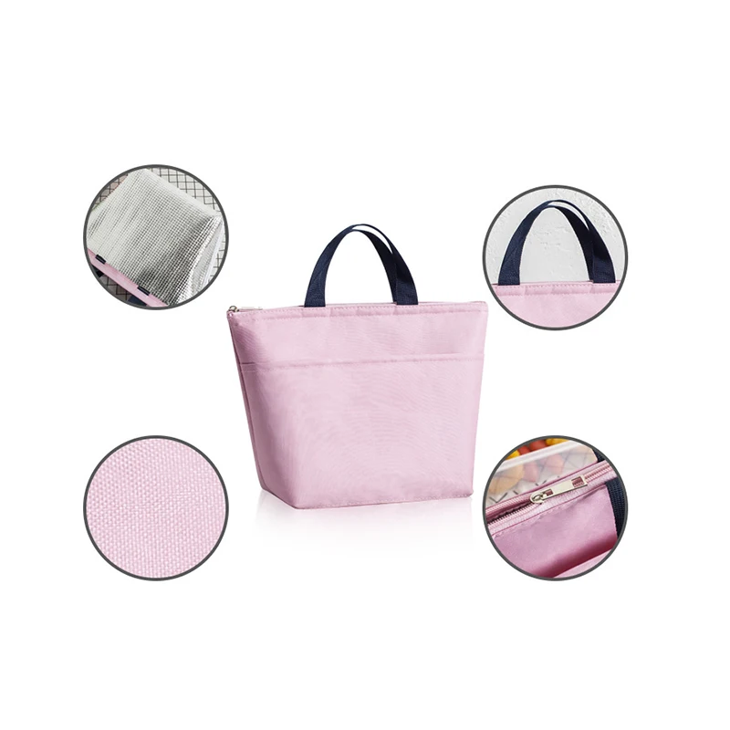 New Solid Color Waterproof Oxford Cloth Thickened Lunch Box Handbag Food Storage Bag