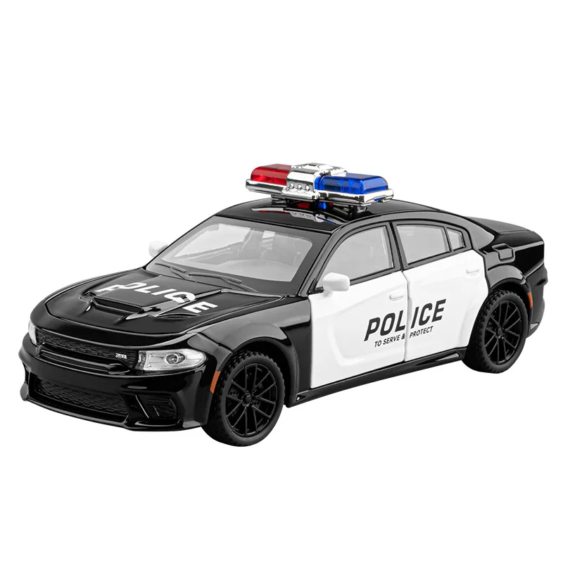 Simulación 1/32 Dodge Hellcat SRT coche de policía modelo de aleación tirar hacia atrás sonido y luz coche de juguete niños niño regalo Diecast miniatura