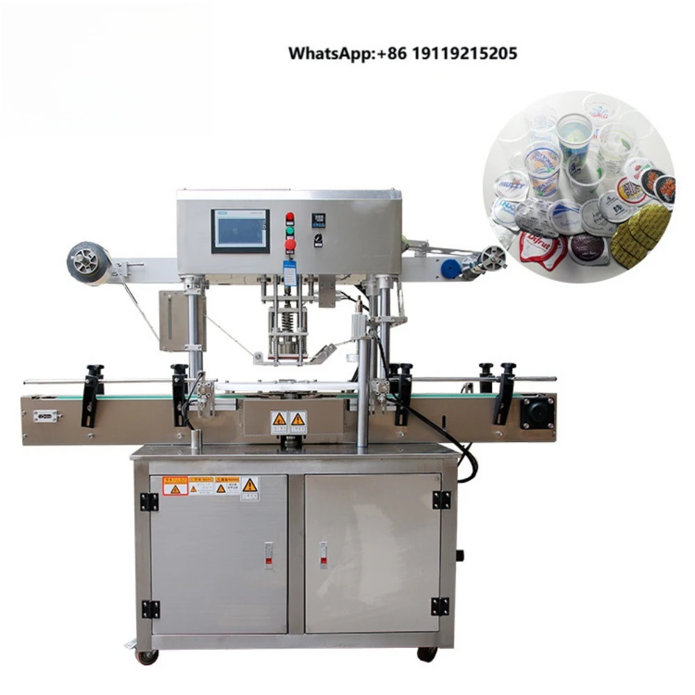 High Efficiency Rotary Single Head Roll Film Automatic Heat Cup Bottle Cap Foil Sealing Machine
