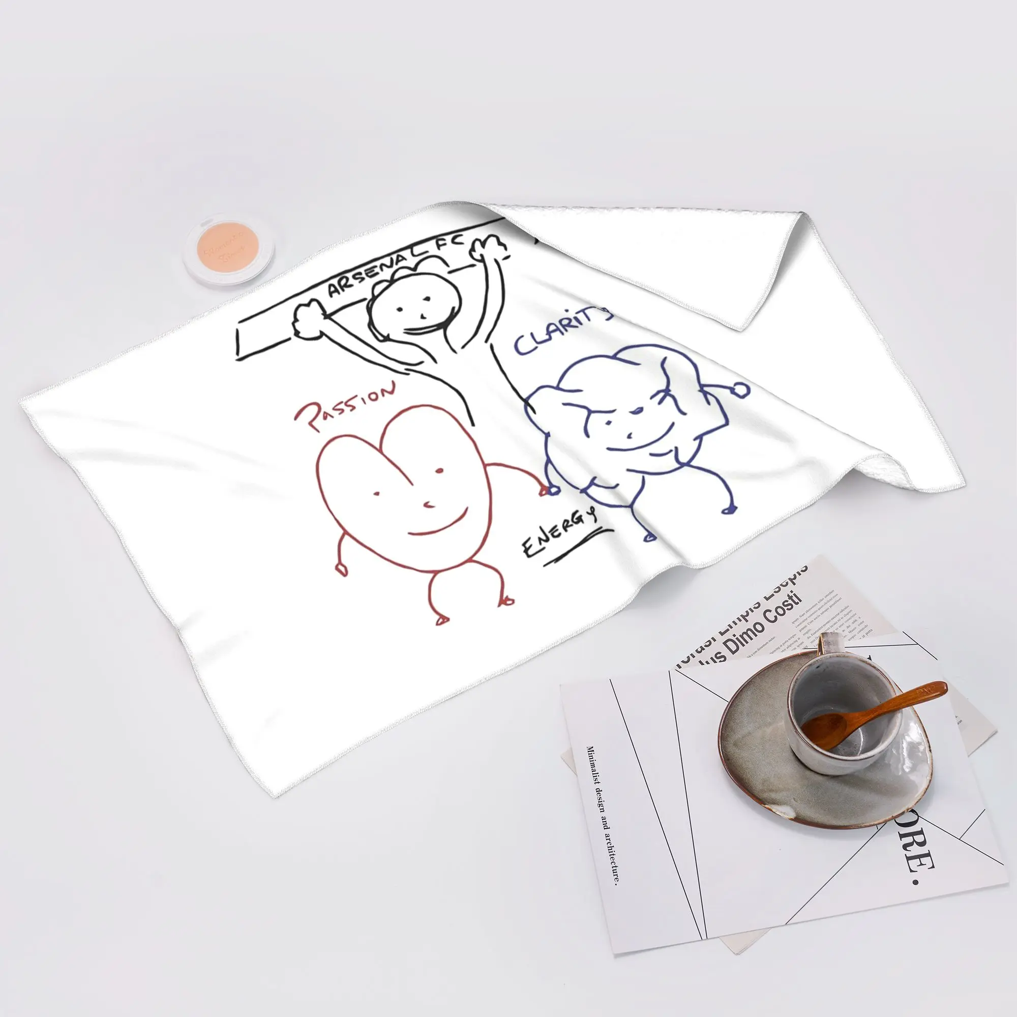 Custom Arteta's Passion, Clarity and Energy Whiteboard Drawing Soft Face Towel Quick Dry Pool Bath Cotton Towels Breathable