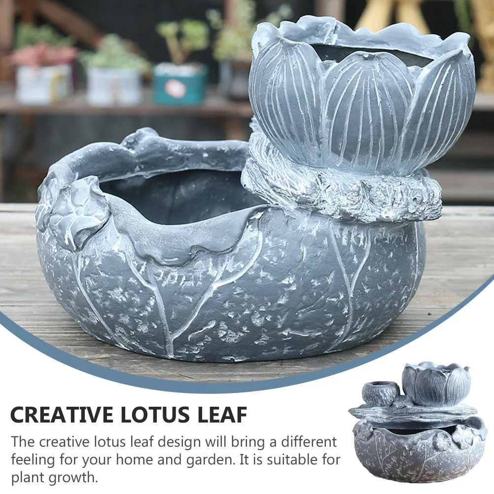 

Lotus Leaf Shaped Flower Pot Root Simulation Desktop Bonsai Pot Succulents Container Tabletop Decoration Plant Container