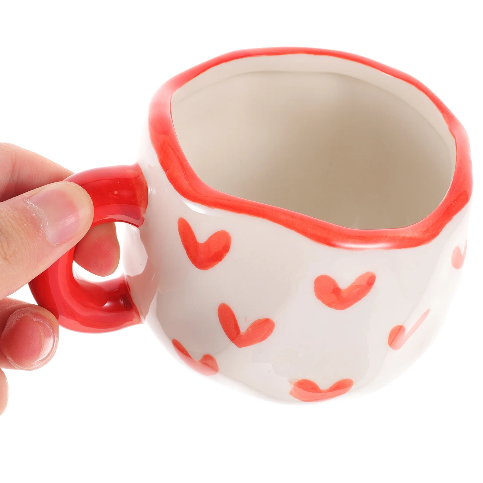 

Hand-Painted Ceramic Coffee Cup Unique Irregular Milk Mug for Home Office Cafe Daily Use Saucer Painting Coffee Cup