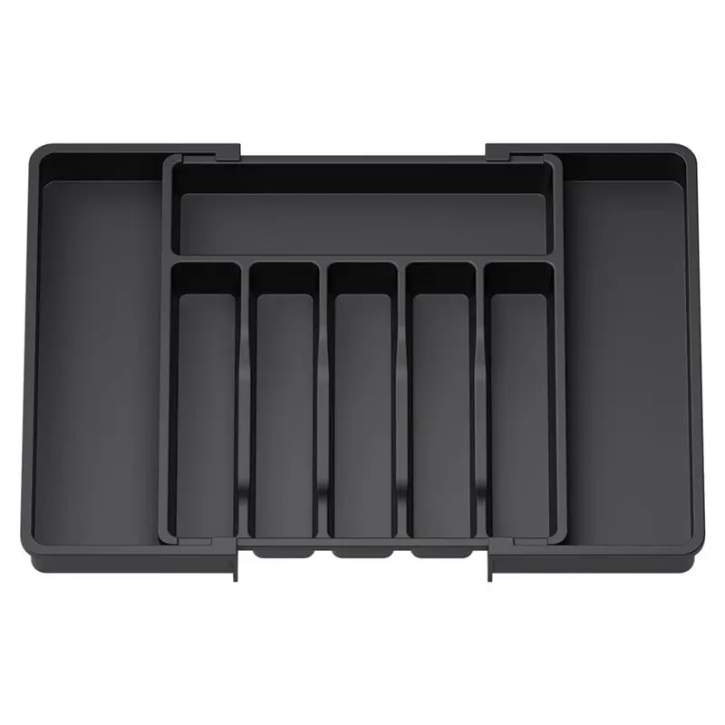 

AEE8-Cutlery Drawer Organiser, Expandable Utensil Tray For Kitchen, Adjustable Silverware And Flatware Holder Easy To Use Black
