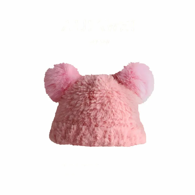 Y2K Winter Soft Warm Beanies Hat Cute Bears Ears Knit Hats Ear Protection Japanese Retro Plush Women's Caps Invierno Niña