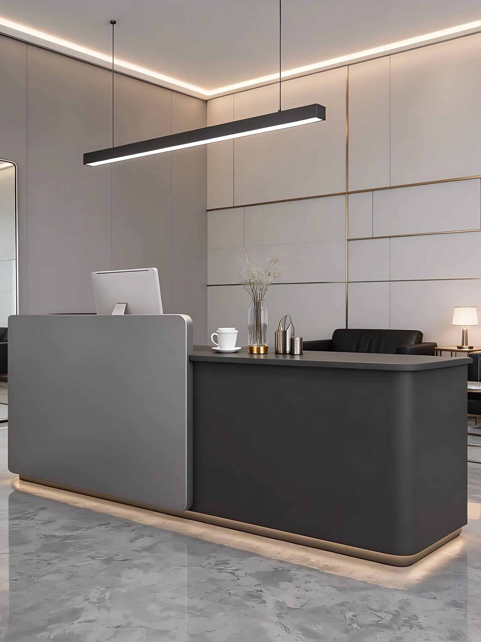 dd-Light Luxury Stainless Steel Fully Furnished Front Desk Company Reception Desk Hotel Bar Counter Clothing Store Beauty Desk@