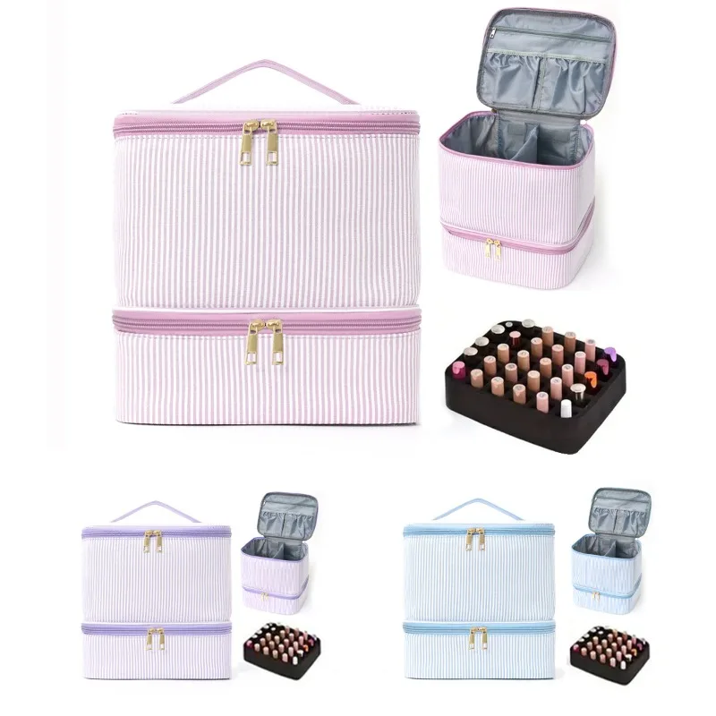 Large Capacity Cosmetic Bag High Appearance Multifunctional Portable Nail Polish Storage Makeup Organizer For Women Travel