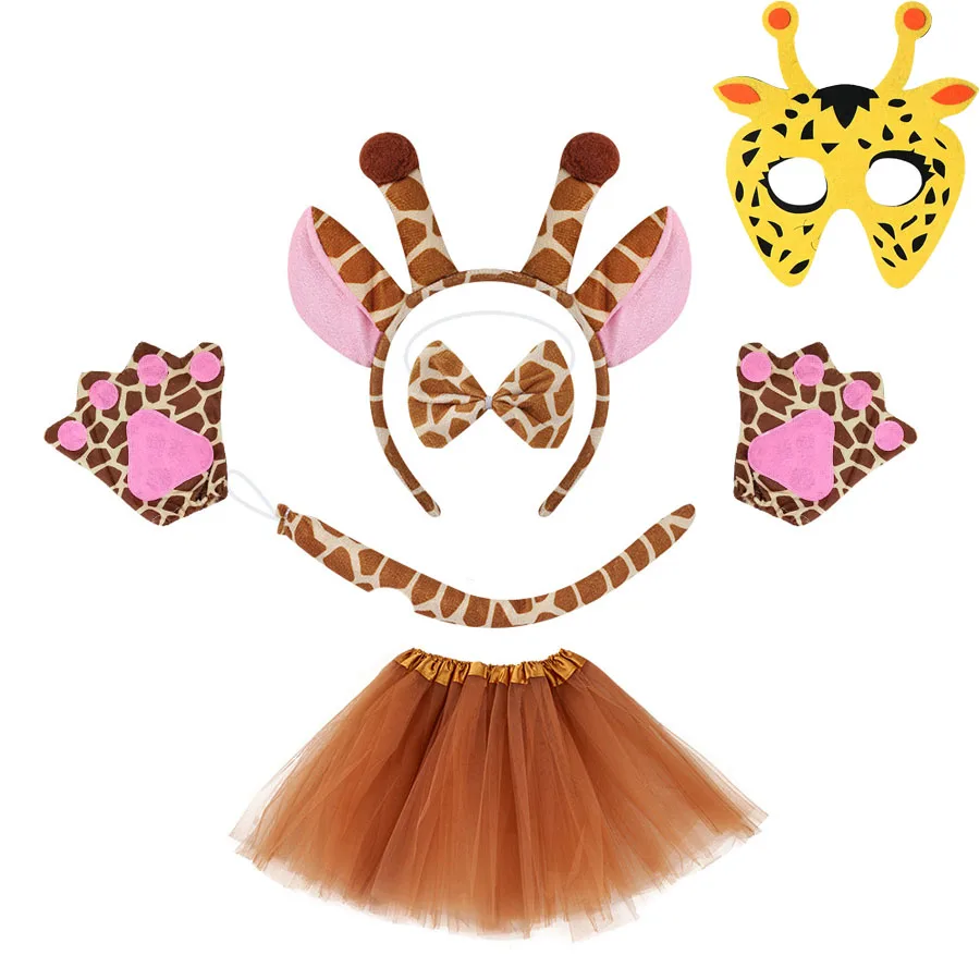 

Giraffe Costume for Adult Children Girls Ears Headband Bowtie Skirt Tutu Tail Accessories Birthday Party Halloween