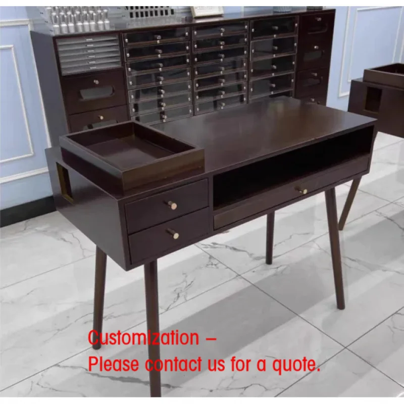 custom.Top Selling Modern Retro Black Marble Nail Salon Furniture Portable Nail Desk Table Manicure Table Large Storage Livi