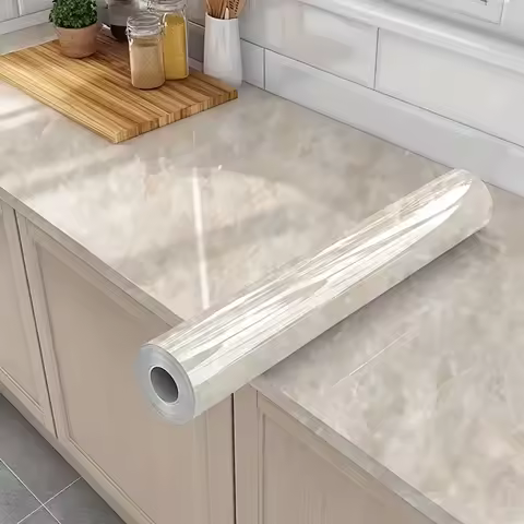 Marble Self-Adhesive Kitchen Film - Oil Proof, Waterproof Stove Backsplash Countertop Cabinet Tile Sticker, Easy Peel &amp; Stick