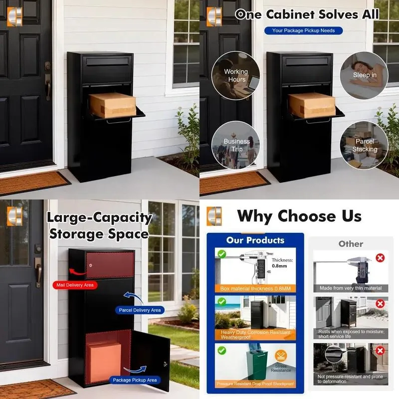 Project Customized Commercial Parcel Delivery Box Outdoor Weather-resistant 48-liter capacity Independent stainless steel