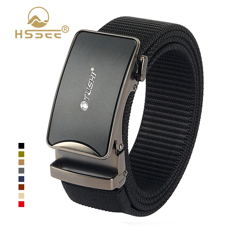 

HSSEE 95cm-120cm Tactical Outdoor Belt for Men and Women Metal Automatic Buckle Casual Belt Sturdy Nylon Jeans Waistband Male