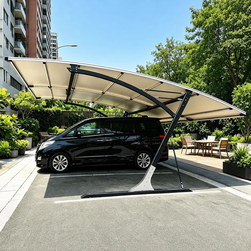 PVC Membrane Carport Detachable Outdoor Parking Shelter Modular Vehicle Canopy Solar Panel Roof Home Garage Structure Kit