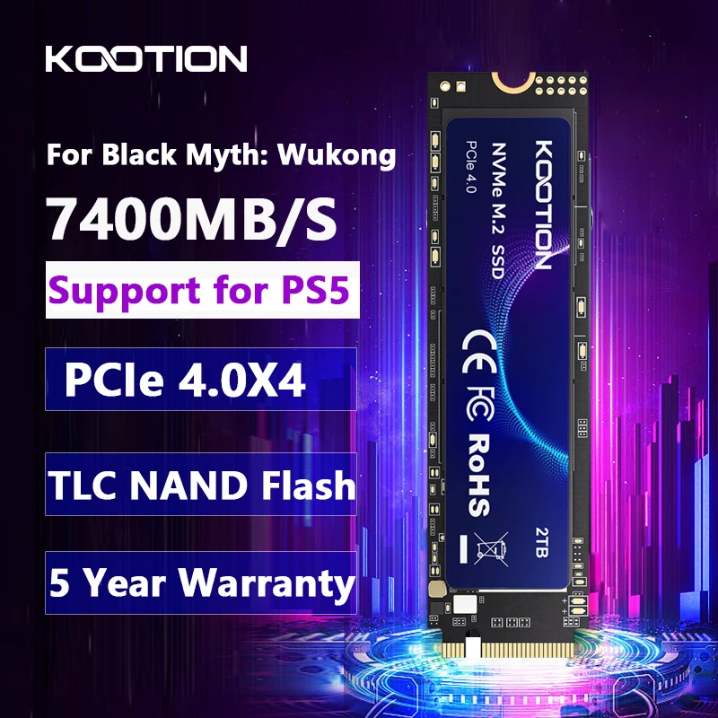 KOOTION X16Plus SSD NVMe M2 1TB 2TB 512GB Internal Solid State Hard Disk PCIe 4.0x4 2280 SSD M.2 Drive for PS5 Laptop PC