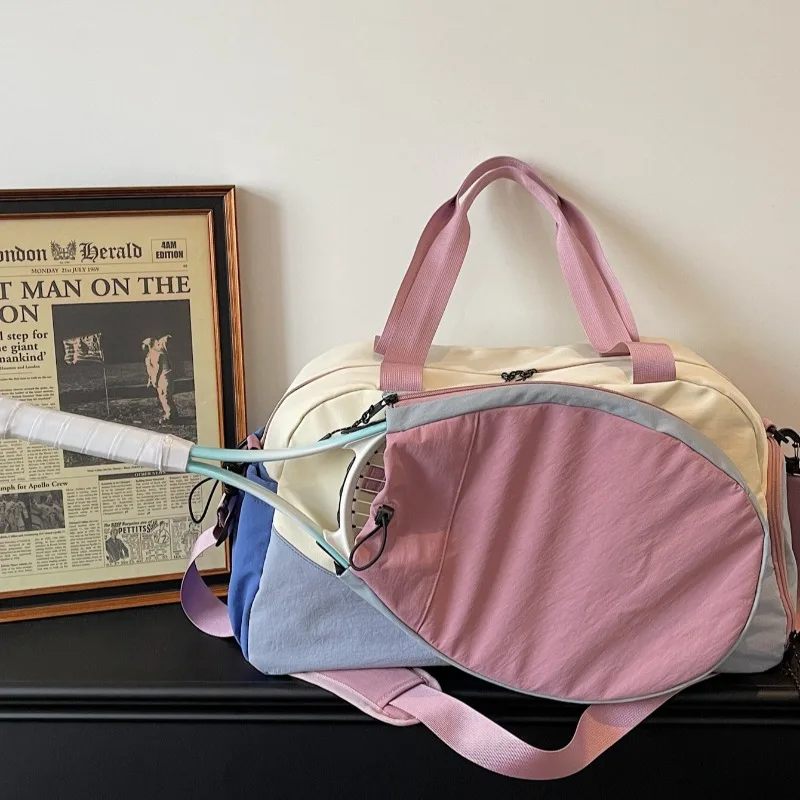 Sports Duffle Bag Racket Compartment Adjustable Shoulder Strap Women Badminton Tennis Bag