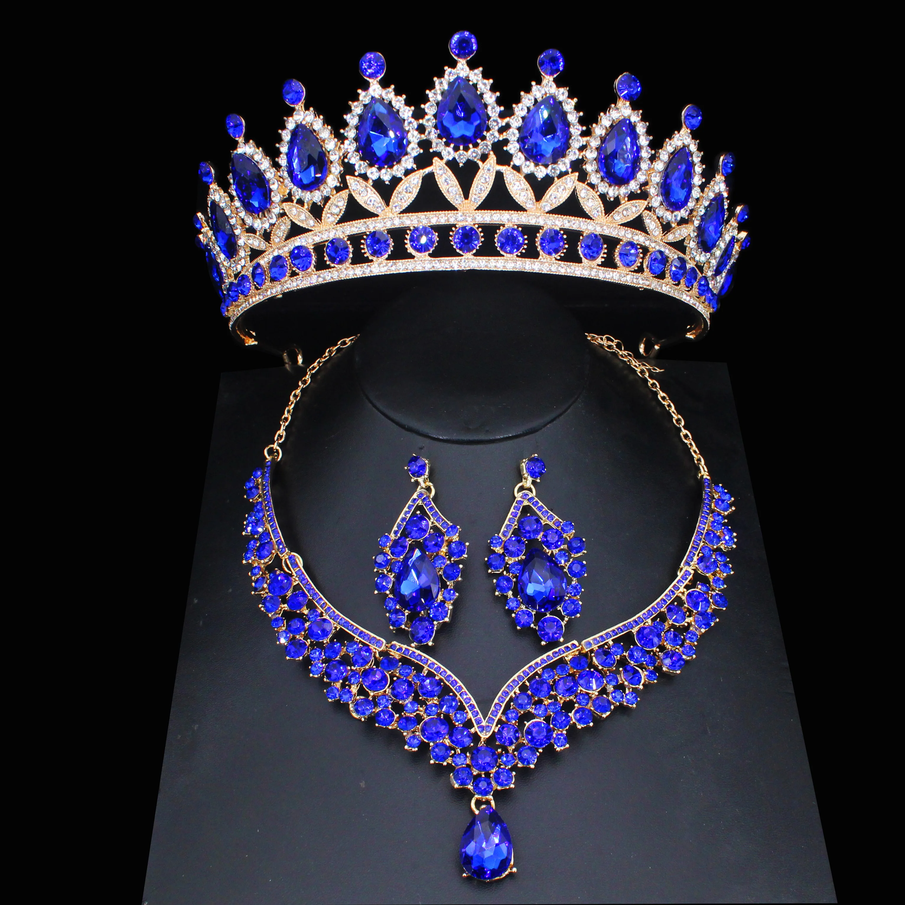 Luxury Crystal Wedding Bridal Jewelry Sets For Women Girl Tiara/Crown Earrings Necklace Pageant Prom Jewelry Accessories