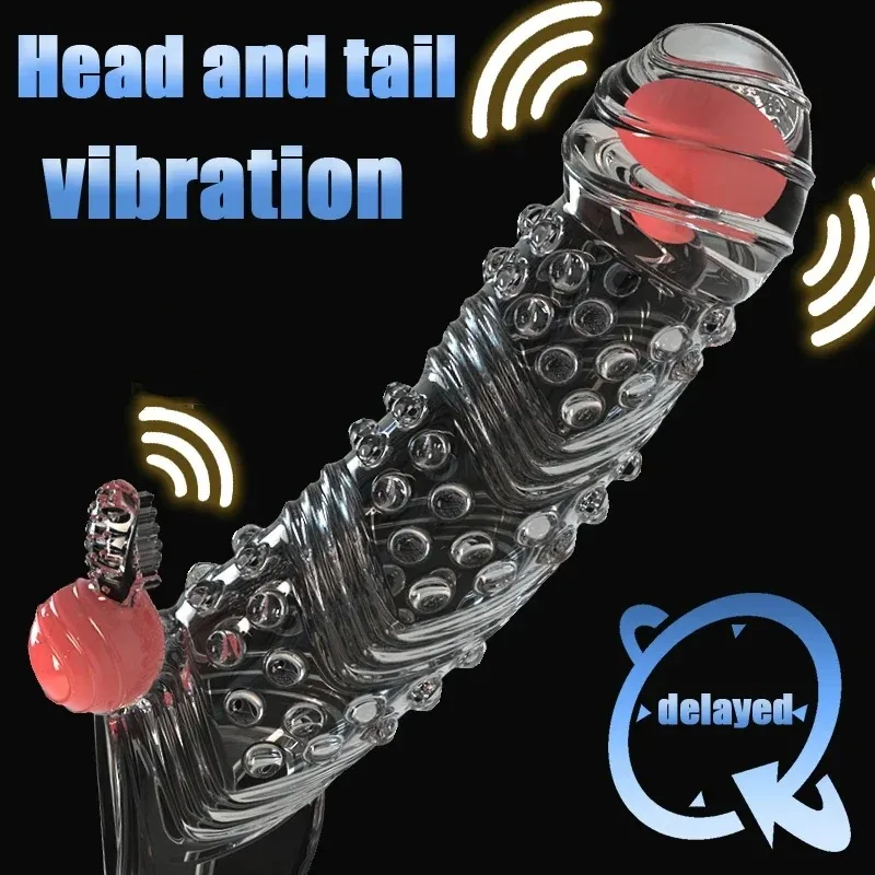 Penis Enlargement Sleeve Vibrator Penis Extender Sex Toys for Men Delayed Ejaculation Condom Penis Extension Adult Sex Products - Image 5