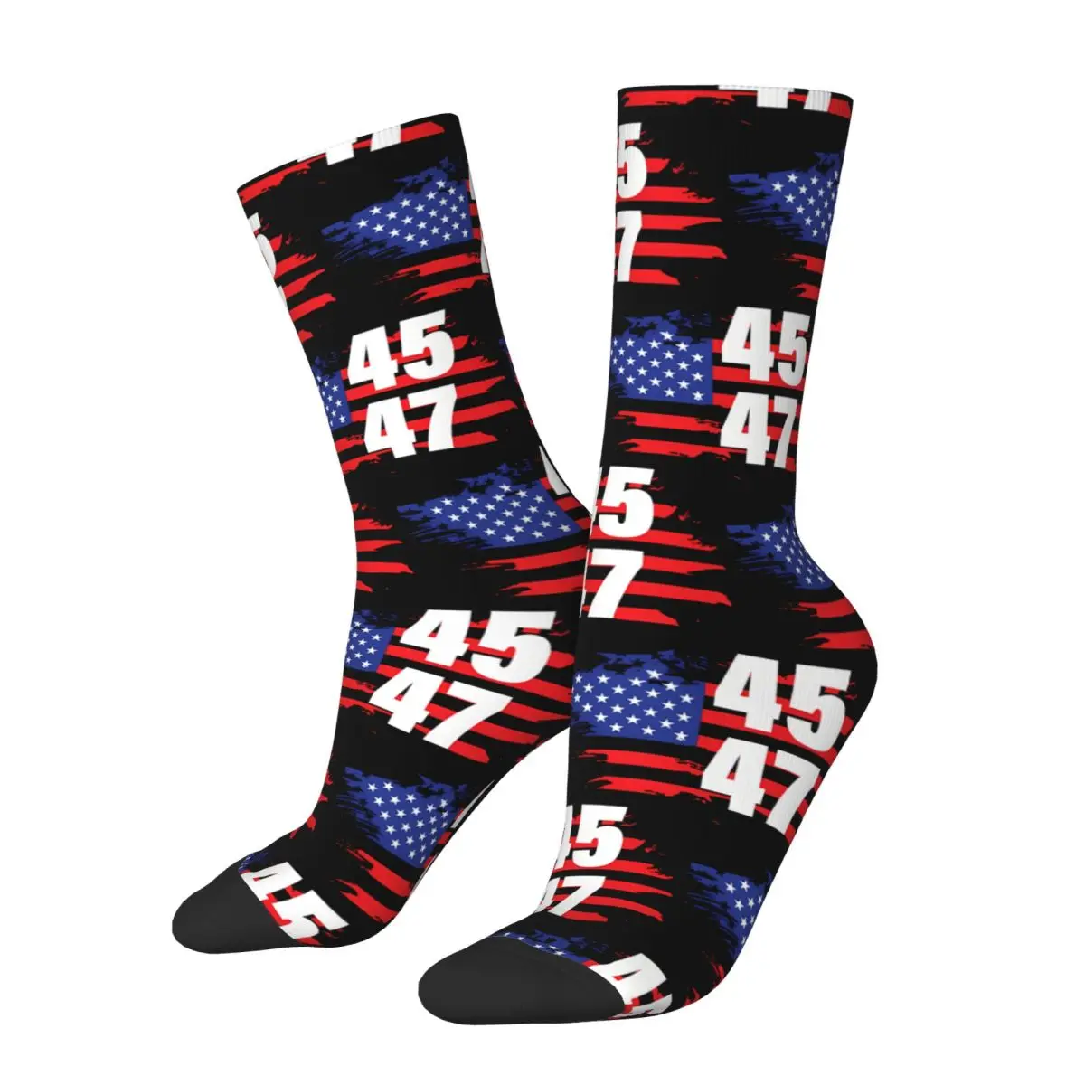 Hip Hop Vintage 45 47 Trump Crazy Men's compression Socks Unisex President Trump Harajuku Pattern Printed Funny Novelty Happy